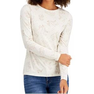 Style & co long sleeve zodiac print top